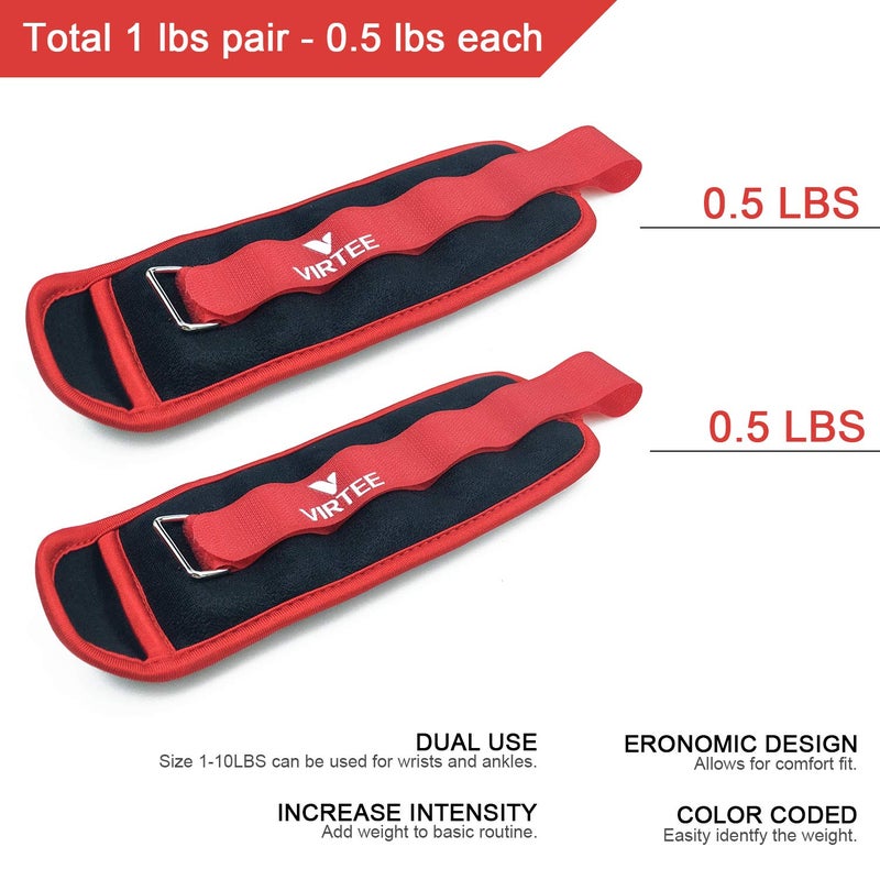 Virtee Ankle/Wrist Weights for Women, Men, Kids - Arm Leg Weights Set with Adjustable Strap - Running, Jogging, Gymnastic, Physical Therapy, Fitness - Choice of 1 lb 2 lbs 3 lbs 4 lbs 6 lbs 8 lbs 10 lbs - Image 2